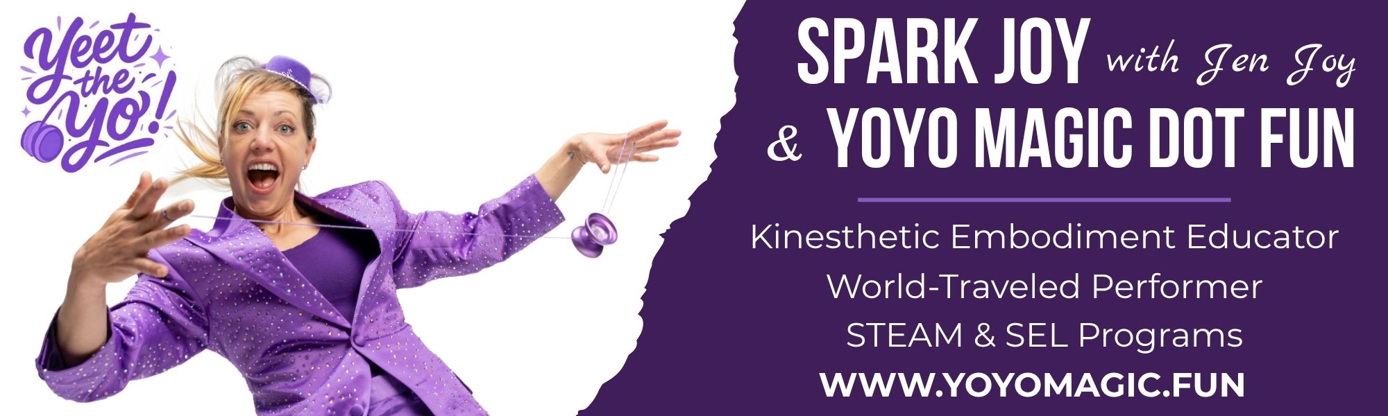 Professor Joy's Spark JOY interactive yo-yo and magic show promotional banner